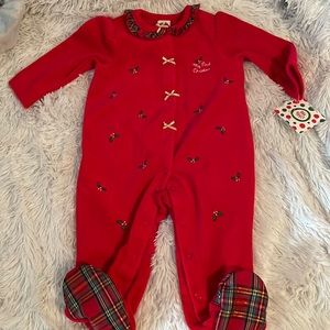 NWT Little Me Velour Christmas Outfit 9 months